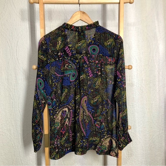Beautiful Anthroplogie Dolan Odessa Chiffon Paisley Peasant Blouse, Size Large - Picture 3 of 4